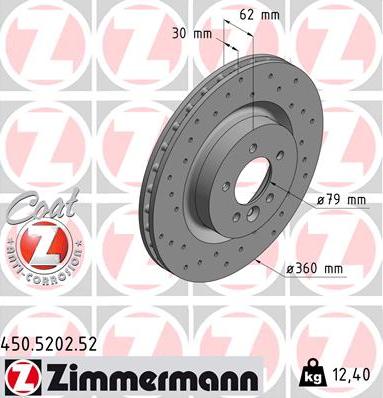 Zimmermann 450.5202.52 - Тормозной диск autosila-amz.com