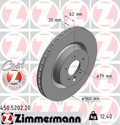 Zimmermann 450.5202.20 - Тормозной диск autosila-amz.com