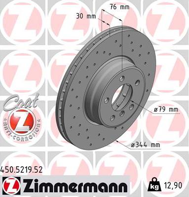 Zimmermann 450.5219.52 - Тормозной диск autosila-amz.com