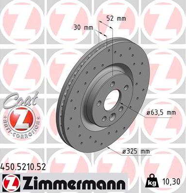 Zimmermann 450.5210.52 - Тормозной диск autosila-amz.com