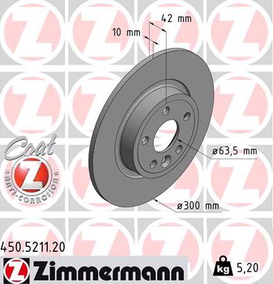 Zimmermann 450.5211.20 - Тормозной диск autosila-amz.com