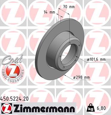 Zimmermann 450.5224.20 - Тормозной диск autosila-amz.com