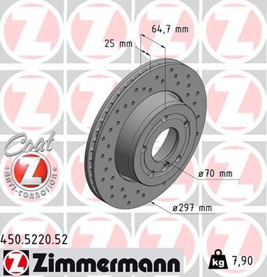 Zimmermann 450.5220.52 - Тормозной диск autosila-amz.com