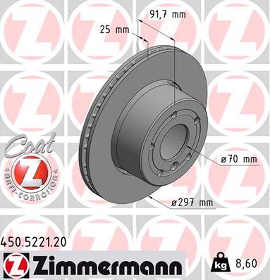 Zimmermann 450.5221.20 - Тормозной диск autosila-amz.com