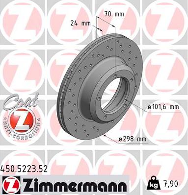 Zimmermann 450.5223.52 - Тормозной диск autosila-amz.com