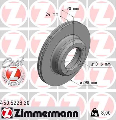 Zimmermann 450.5223.20 - Тормозной диск autosila-amz.com