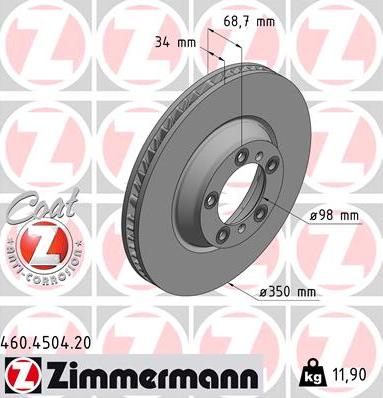 Zimmermann 460.4504.20 - Тормозной диск autosila-amz.com