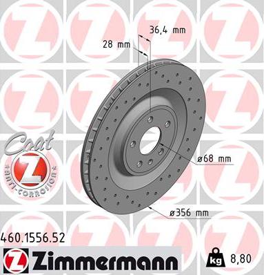 Zimmermann 460.1556.52 - Тормозной диск autosila-amz.com