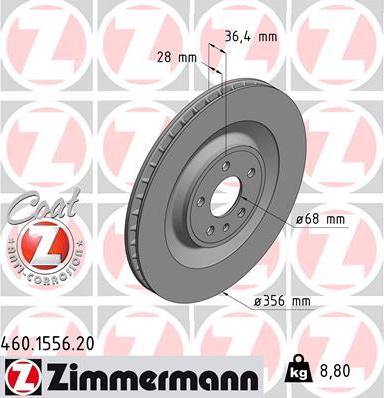 Zimmermann 460.1556.20 - Тормозной диск autosila-amz.com