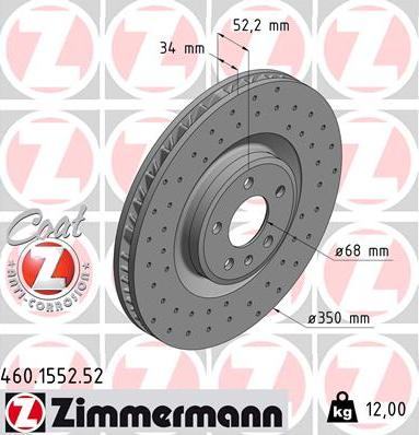 Zimmermann 460.1553.52 - Тормозной диск autosila-amz.com