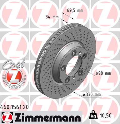 Zimmermann 460.1561.20 - Тормозной диск autosila-amz.com