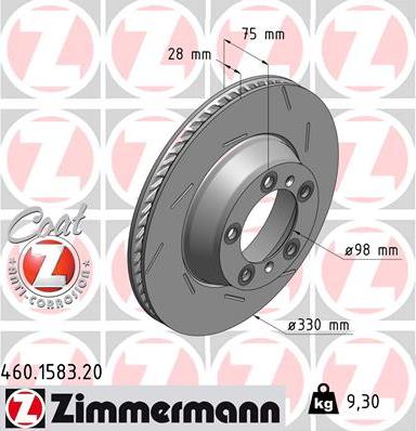 Zimmermann 460.1583.20 - Тормозной диск autosila-amz.com