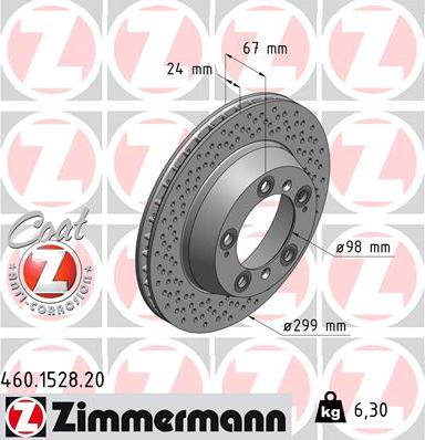 Zimmermann 460.1528.20 - Тормозной диск autosila-amz.com