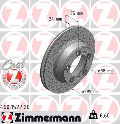 Zimmermann 460.1527.20 - Тормозной диск autosila-amz.com