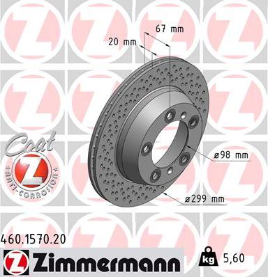 Zimmermann 460.1570.20 - Тормозной диск autosila-amz.com