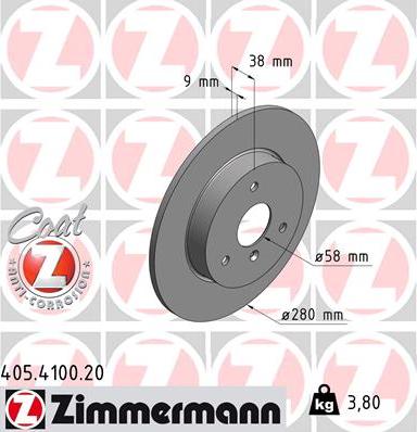 Zimmermann 405.4100.20 - Тормозной диск autosila-amz.com