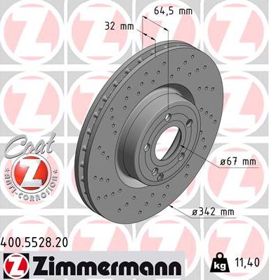Zimmermann 400.5528.20 - Тормозной диск autosila-amz.com
