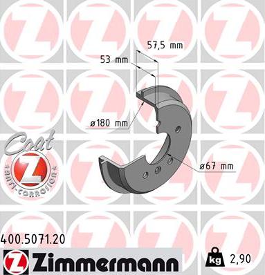 Zimmermann 400.5071.20 - Тормозной барабан autosila-amz.com