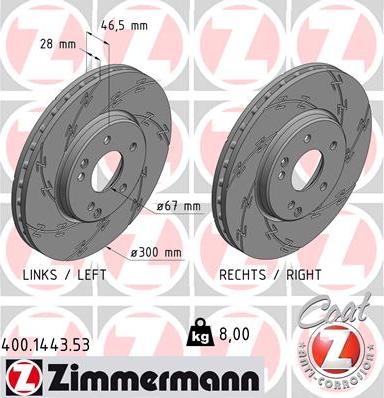 Zimmermann 400.1443.53 - Тормозной диск autosila-amz.com