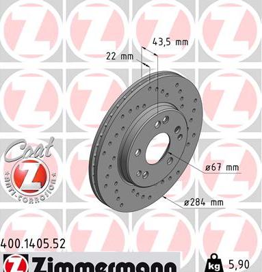 Zimmermann 400.1405.52 - Тормозной диск autosila-amz.com