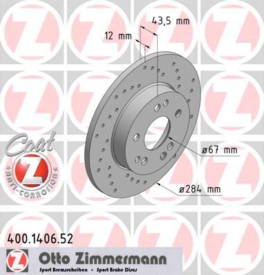 Zimmermann 400.1406.52 - Тормозной диск autosila-amz.com