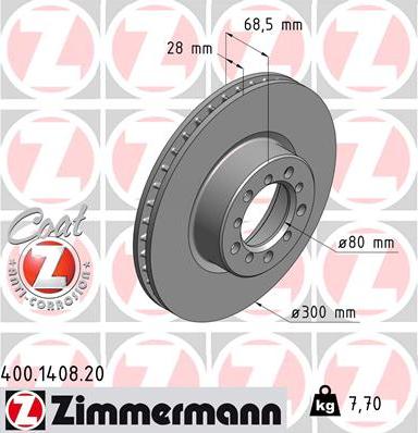 Zimmermann 400.1408.20 - Тормозной диск autosila-amz.com