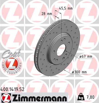 Zimmermann 400.1419.52 - Тормозной диск autosila-amz.com