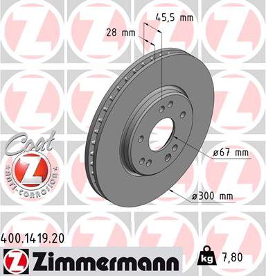 Zimmermann 400.1419.20 - Тормозной диск autosila-amz.com