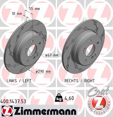 Zimmermann 400.1437.53 - Тормозной диск autosila-amz.com