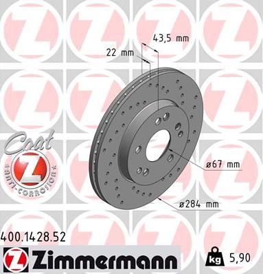 Zimmermann 400.1428.52 - Тормозной диск autosila-amz.com
