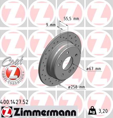 Zimmermann 400.1427.52 - Тормозной диск autosila-amz.com