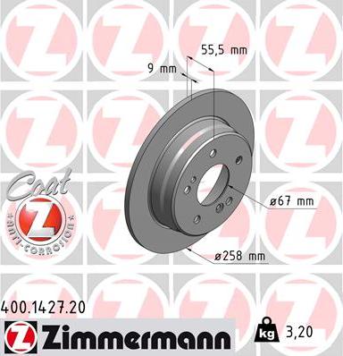 Zimmermann 400.1427.20 - Тормозной диск autosila-amz.com