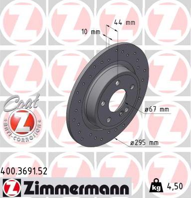 Zimmermann 400.3691.52 - Тормозной диск autosila-amz.com