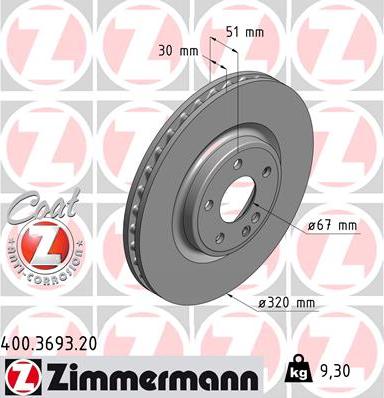 Zimmermann 400.3693.20 - Тормозной диск autosila-amz.com