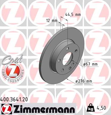 Zimmermann 400.3641.20 - Тормозной диск autosila-amz.com