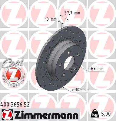 Zimmermann 400.3656.52 - Тормозной диск autosila-amz.com