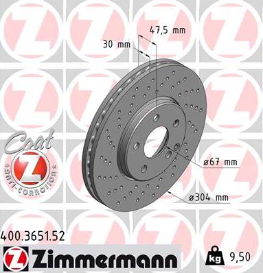 Zimmermann 400.3651.52 - Тормозной диск autosila-amz.com