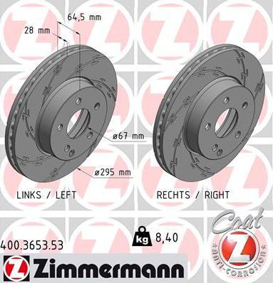 Zimmermann 400.3653.53 - Тормозной диск autosila-amz.com