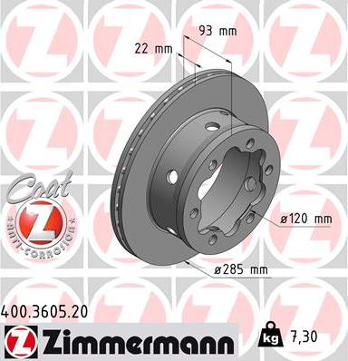 Zimmermann 400.3605.20 - Тормозной диск autosila-amz.com