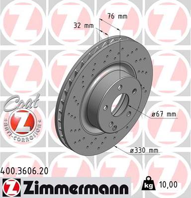 Zimmermann 400.3606.20 - Тормозной диск autosila-amz.com