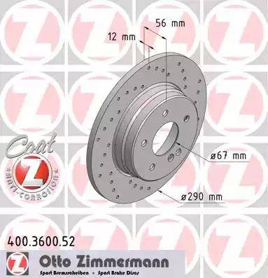 Zimmermann 400.3600.52 - Тормозной диск autosila-amz.com