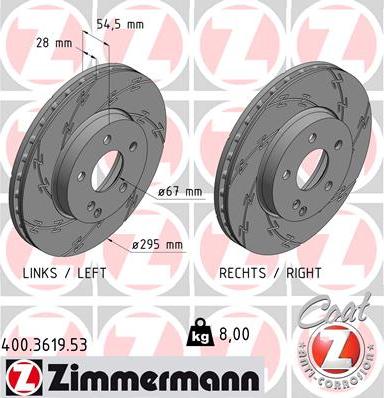 Zimmermann 400.3619.53 - Тормозной диск autosila-amz.com