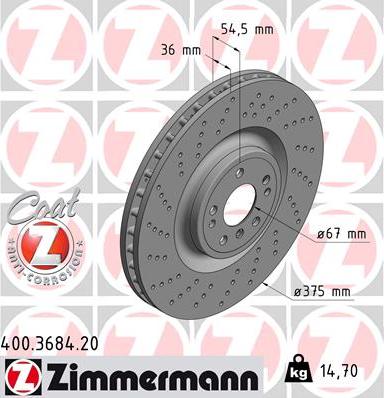 Zimmermann 400.3684.20 - Тормозной диск autosila-amz.com