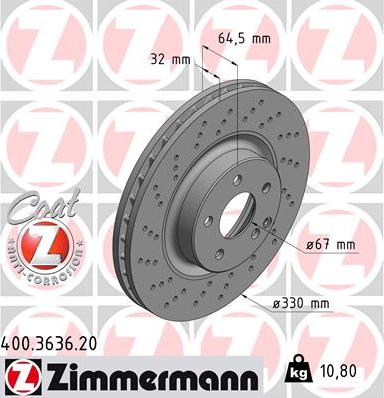 Zimmermann 400.3636.20 - Тормозной диск autosila-amz.com