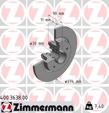 Zimmermann 400.3638.00 - Тормозной диск autosila-amz.com