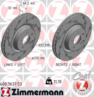 Zimmermann 400.3637.53 - Тормозной диск autosila-amz.com