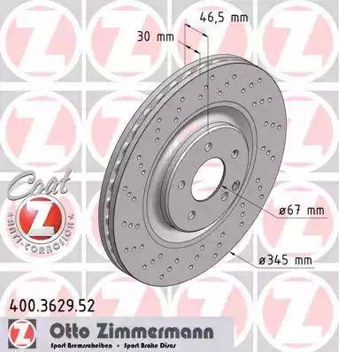 Zimmermann 400.3629.52 - Тормозной диск autosila-amz.com