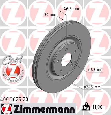Zimmermann 400.3629.20 - Тормозной диск autosila-amz.com