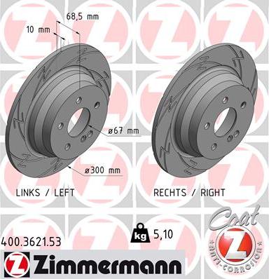 Zimmermann 400.3621.53 - Тормозной диск autosila-amz.com