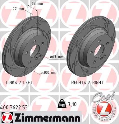 Zimmermann 400.3622.53 - Тормозной диск autosila-amz.com